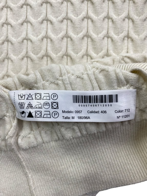 MASSIMO DUTTI ΠΛΕΚΤΗ ΜΠΛΟΥΖΑ CABLE KNIT ΕΚΡΟΥ ΑΝΔΡΙΚΗ M