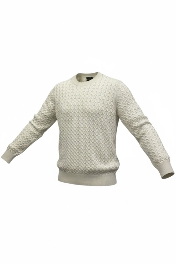 MASSIMO DUTTI ΠΛΕΚΤΗ ΜΠΛΟΥΖΑ CABLE KNIT ΕΚΡΟΥ ΑΝΔΡΙΚΗ M