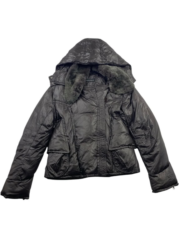 Massimo Rebecchi Μπουφάν Puffer Vintage Με Γούνα Μαύρο Γυναικείο 46 (S)