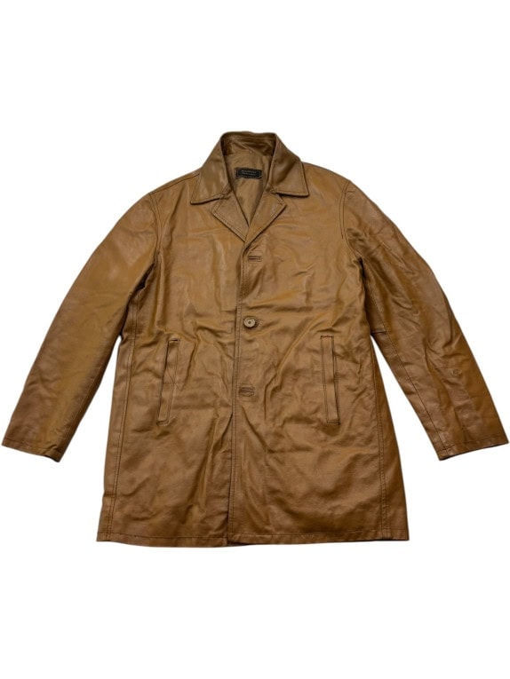 MAURIZIO TROIANO CAPPOTTO IN PELLE CLASSICO CAMMELLO UOMO PRE OWNED M