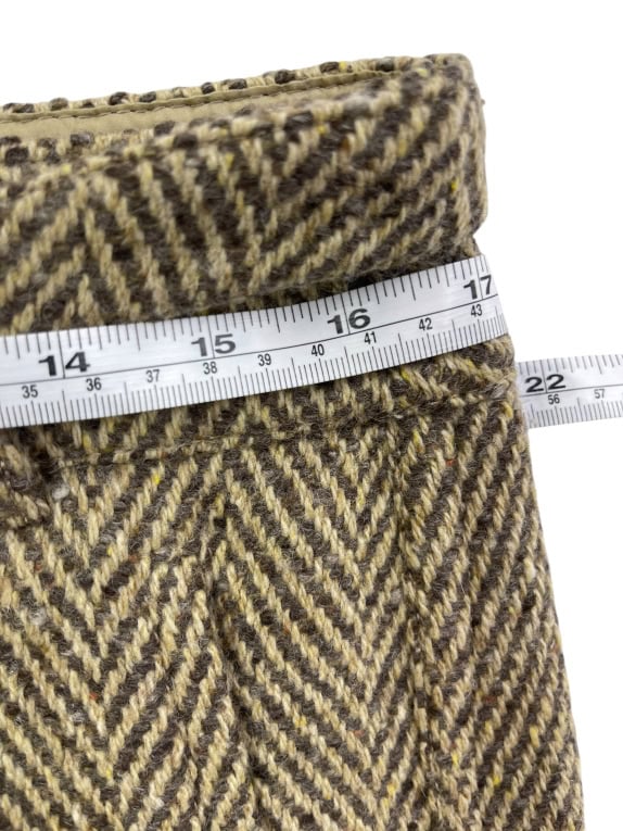Max Mara Φούστα Vintage Herringbone Με Ζώνη Μπεζ-Καφέ Γυναικεία L