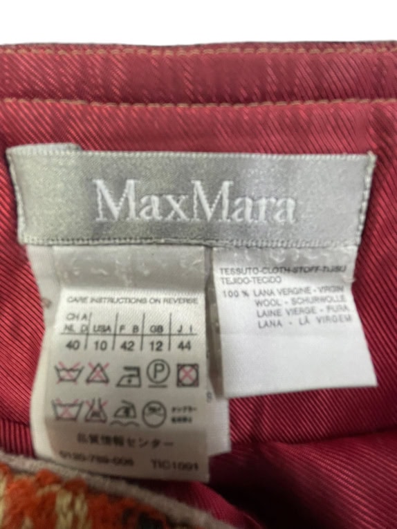 Max Mara Orange Plaid Wool Skirt Women’s Size L