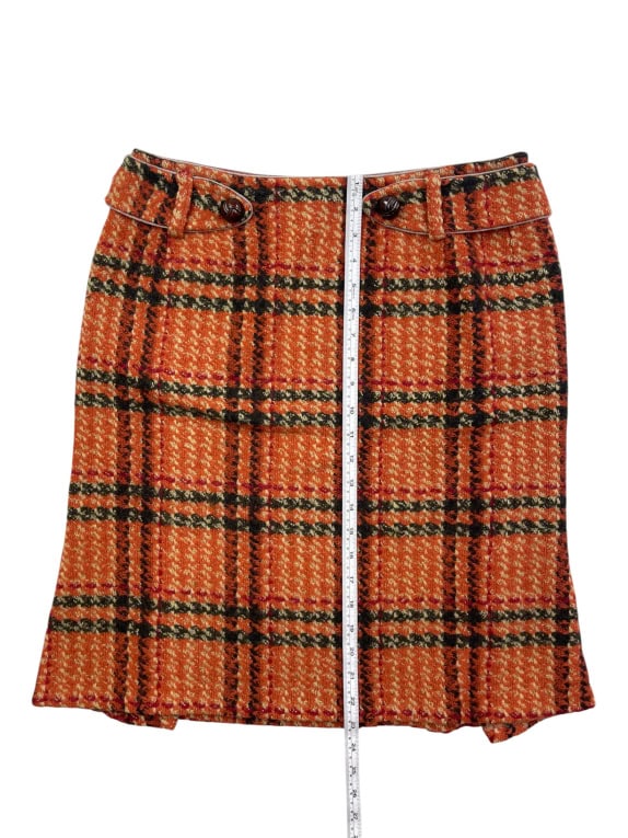 Max Mara Orange Plaid Wool Skirt Women’s Size L