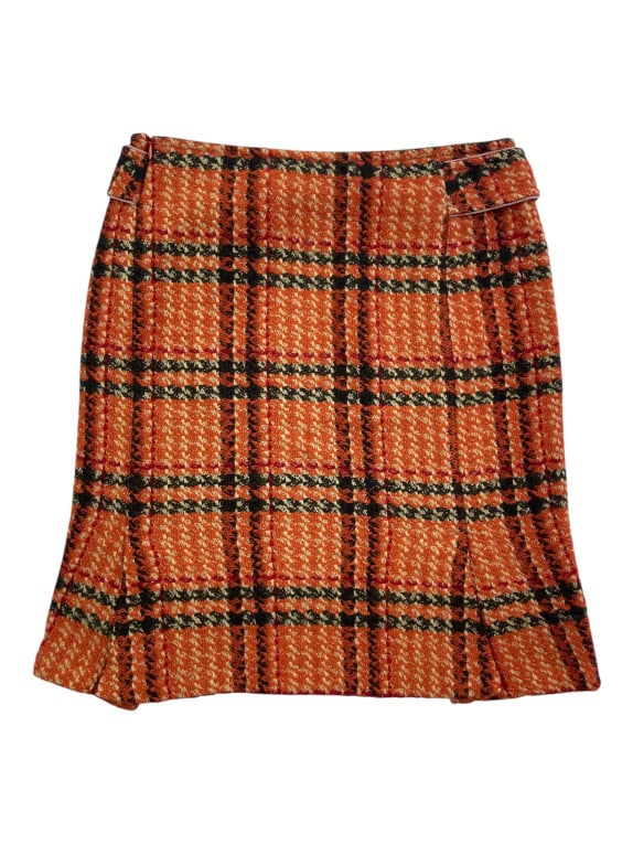 Max Mara Orange Plaid Wool Skirt Women’s Size L