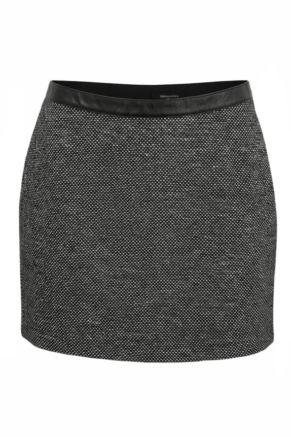 MAX&Co. Φούστα Vintage Μοτίβο Tweed Μαύρο-Λευκό Γυναικεία L