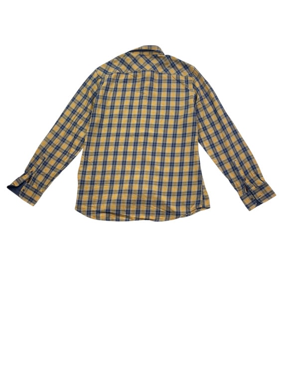 MCS (Marlboro Classics) Shirt Plaid Vintage with Logo Yellow-Blue Men's XL