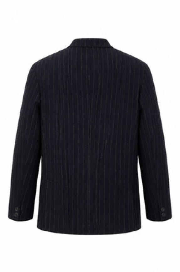 90S VINTAGE  CAPPOTTO A RIGHE NERO UOMO PRE OWNED  L