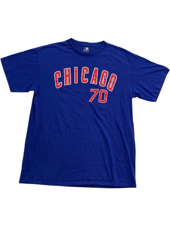 MLB GENUINE MERCHANDISE T-SHIRT CHICAGO logo MLB blu unisex taglia grande usata