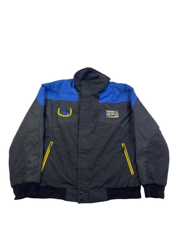 MODERN HEADWEAR GIUBBOTTO BOMBER RETRO SPORTSWEAR NERO BLU UOMO PRE OWNED XL