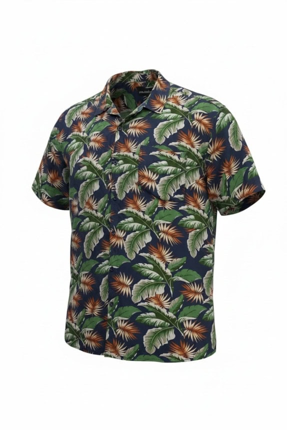 MOLOKAI SURF CO. ΠΟΥΚΑΜΙΣΟ HAWAIIAN PRINT NAVY ΑΝΤΡΙΚΟ PRE OWNED XL
