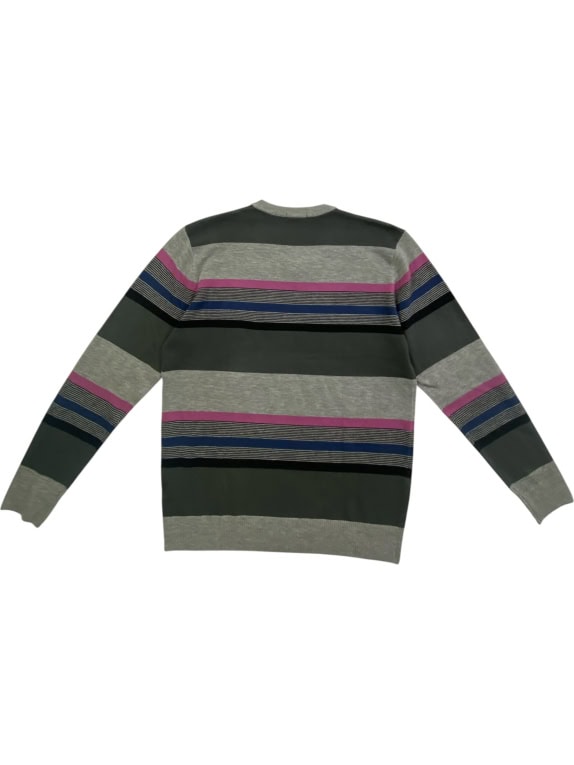 MONCLER MAGLIA IN MAGLIA A RIGHE CON LOGO GRIGIO/MULTICOLORE UNISEX XXL