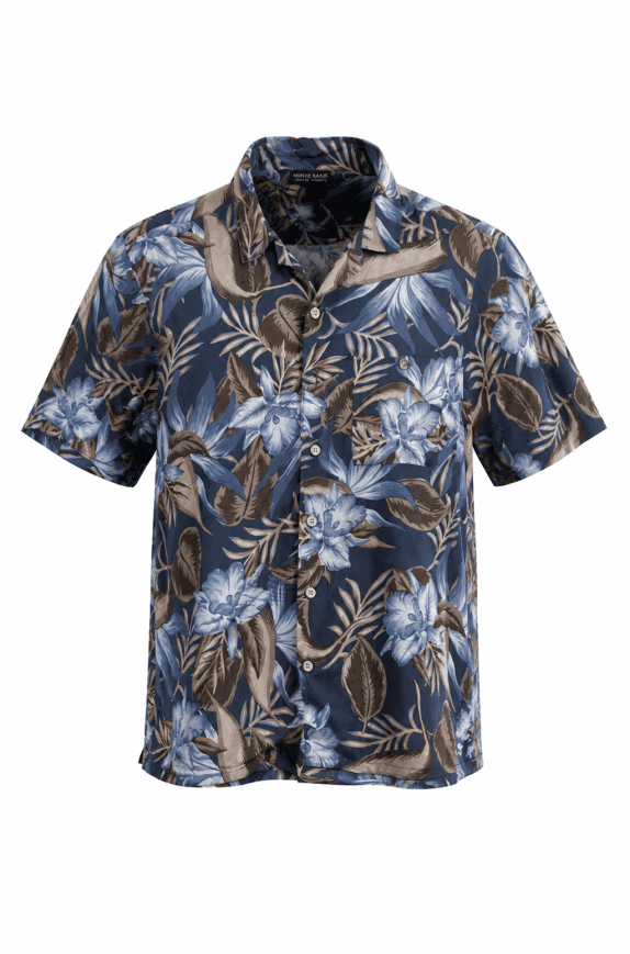 MONTEAGLE CAMICIA A MANICHE CORTE HAWAIIAN BLU UOMO PRE OWNED