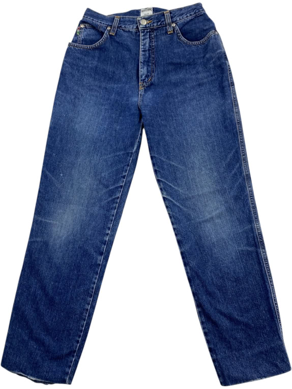 MOSCHINO JEANS PANTS VINTAGE PEACE LOGO BLUE WOMEN XS