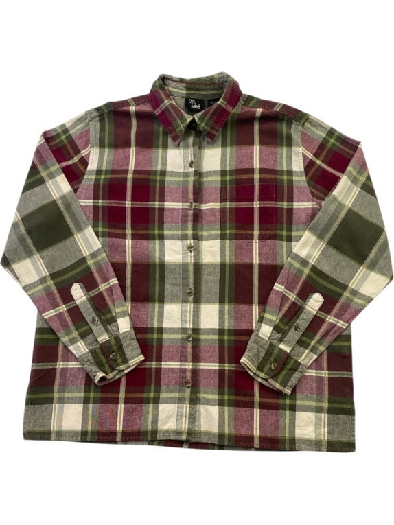 MS LEE CAMICIA FLANELLA CHECK BORDEAUX VERDE UOMO PRE OWNED M