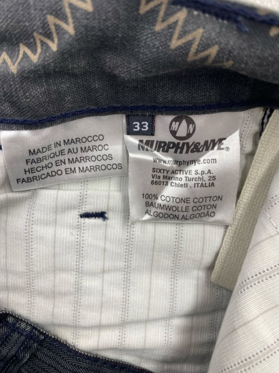 MURPHY&NYE Pantaloni a righe blu da uomo in cotone n. 33