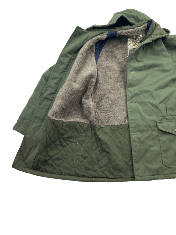 1960s VINTAGE GIACCA CON CAPPUCCIO WORKWEAR VERDE OLIVA UOMO PRE OWNED L