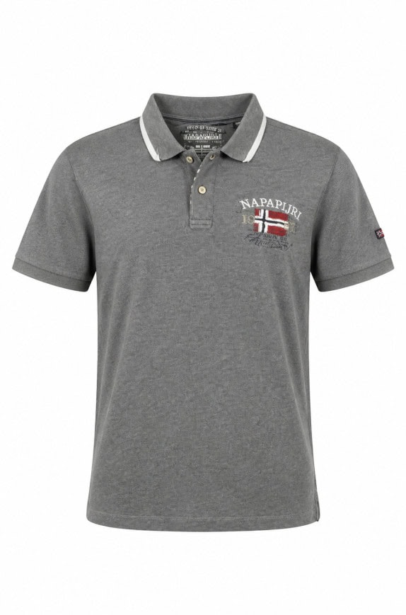 NAPAPIJRI POLO SHIRT RETRO GREY MENS PRE OWNED L