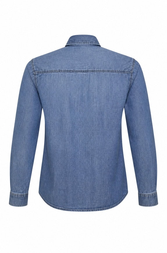 NAPAPIJRI DENIM SHIRT CLASSIC BLUE MEN PRE OWNED M