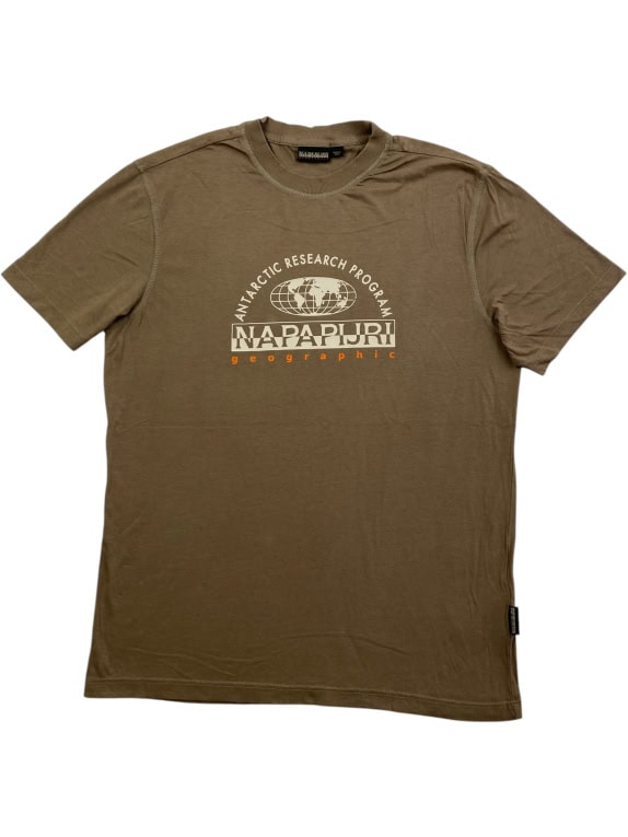 NAPAPIJRI T-SHIRT VINTAGE CON LOGO MARRONE DA UOMO S/M