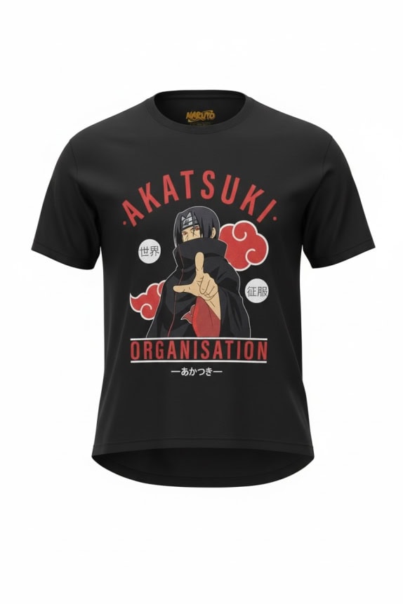 NARUTO T-SHIRT VINTAGE AKATSUKI ITACHI BLACK MENS L
