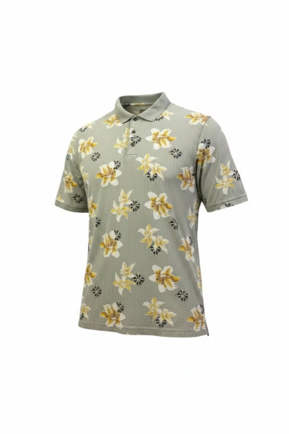 NATURAL ISSUE POLO SHIRT VINTAGE FLORAL VERDE GRIGIO UOMO PRE OWNED XL