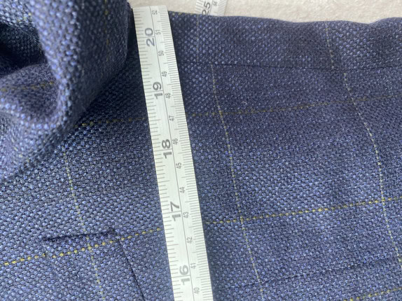 90S VINTAGE NAVY BLAZER PLAID MEN PRE OWNED L