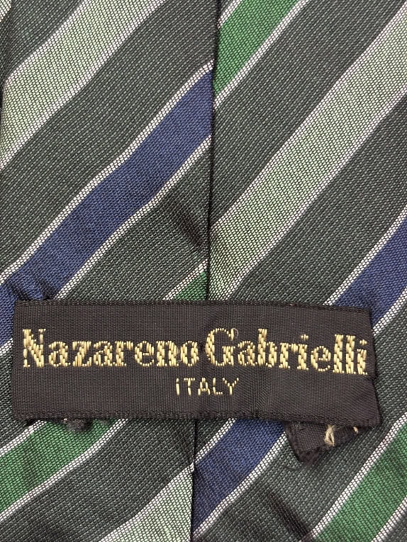 NAZARENO GABRIELLI ΓΡΑΒΑΤΑ ΚΛΑΣΙΚΗ ΡΙΓΕ ΣΚΟΥΡΟ ΠΡΑΣΙΝΟ ΑΝΤΡΙΚΟ PRE OWNED