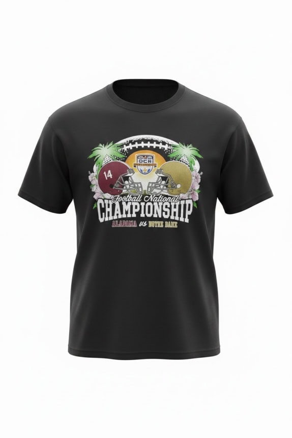 NFL T-SHIRT VINTAGE 2013 BCS NATIONAL CHAMPIONSHIP ALABAMA VS NOTRE DAME BLACK UNISEX L pre-owned