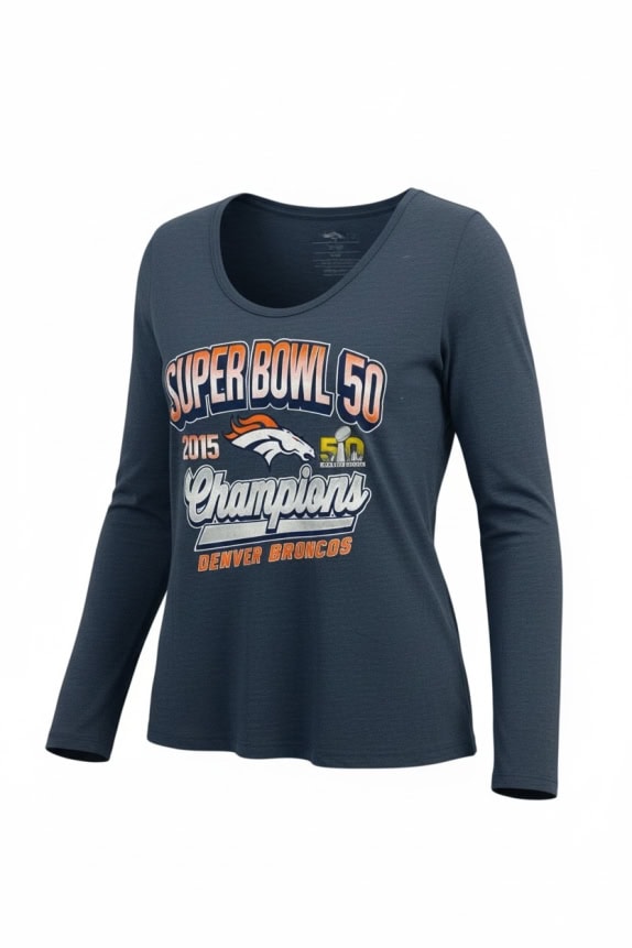 NFL Team Apparel Longsleeve T-Shirt Super Bowl 50 Denver Broncos Logo Μπλε ΓΥΝΑΙΚΕΙΟ L