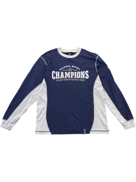 NFL TEAM APPAREL LONG SLEEVE T SHIRT SPORTSWEAR GRAPHIC NAVY WHITE MEN PRE OWNED