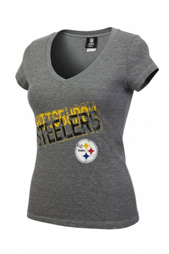 NFL Team Apparel Pittsburgh Steelers T-Shirt Logo Γκρι Γυναικείο M