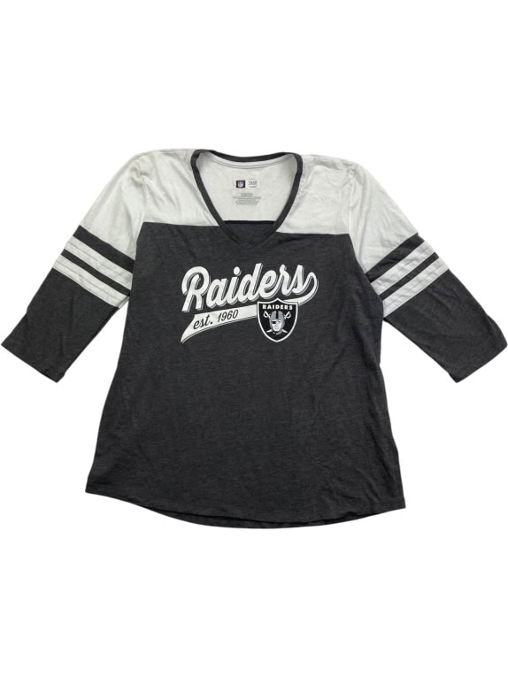 NFL Team Apparel Raiders Μπλούζα 3/4 Μανίκι Logo Γκρι Γυναικεία XL