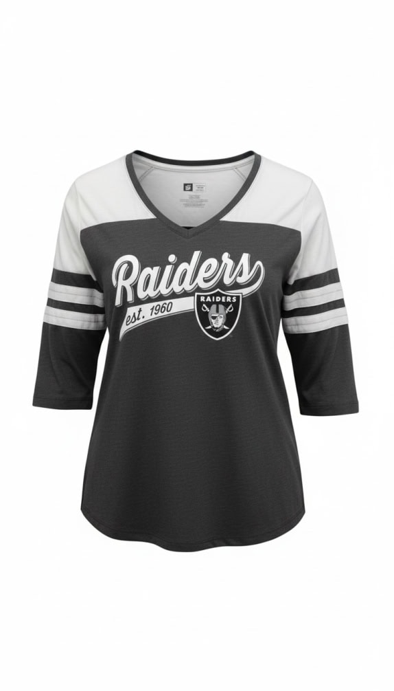NFL Team Apparel Raiders Μπλούζα 3/4 Μανίκι Logo Γκρι Γυναικεία XL