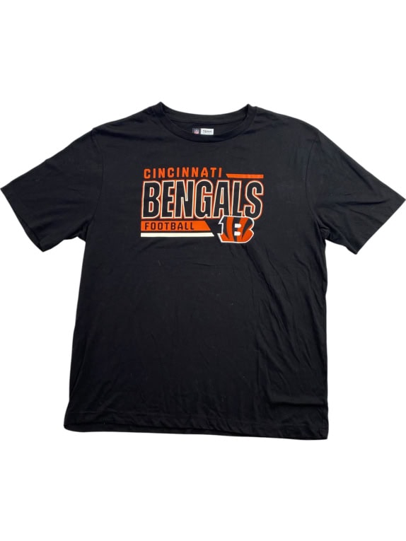NFL TEAM APPAREL TSHIRT VINTAGE CINCINNATI BENGALS GRAPHIC ΜΑΥΡΟ UNISEX L preowned