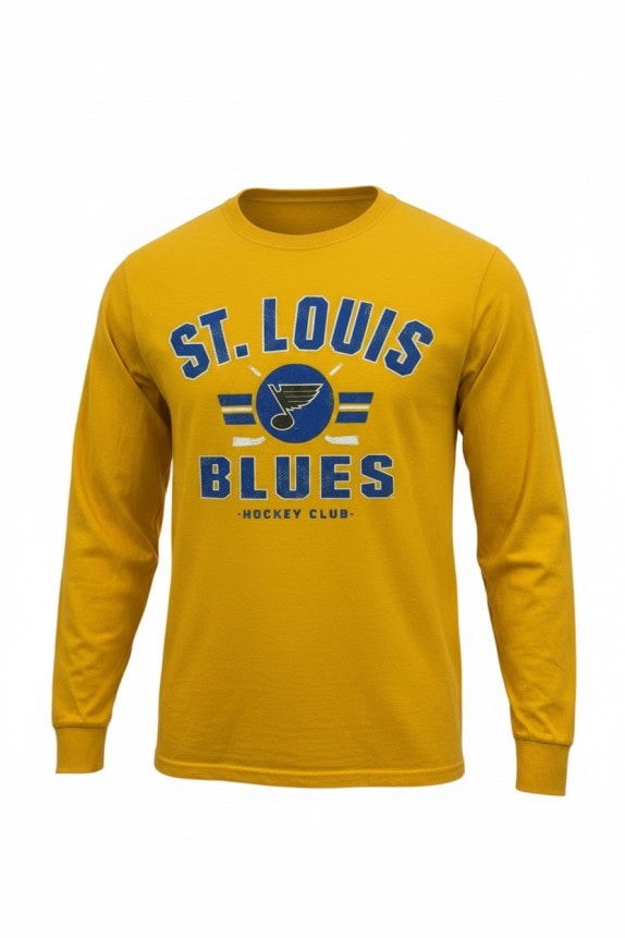 NHL ST LOUIS BLUES MAGLIA MANICA LUNGA GRAPHIC GIALLO UOMO PRE OWNED S