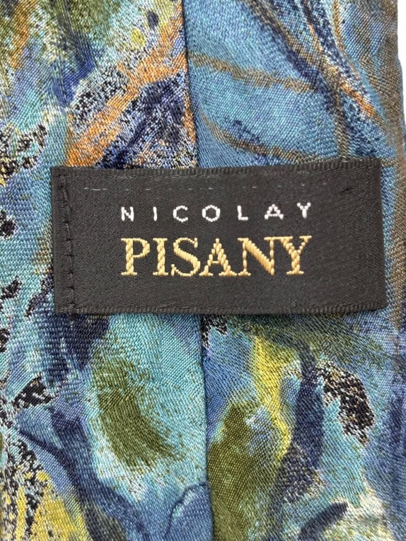 NICOLAY PISANY ΓΡΑΒΑΤΑ ABSTRACT ΜΠΛΕ ΠΡΑΣΙΝΗ ΑΝΤΡΙΚΟ PRE OWNED