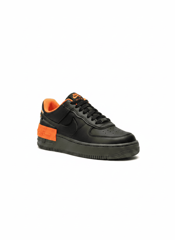 NIKE AIR FORCE 1 SHADOW SNEAKERS STREETWEAR BLACK ORANGE OLIVE WOMENS PRE OWNED EU 37.5