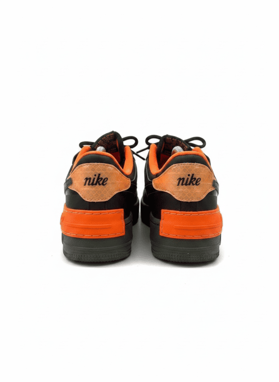 NIKE AIR FORCE 1 SHADOW SNEAKERS STREETWEAR BLACK ORANGE OLIVE WOMENS PRE OWNED EU 37.5