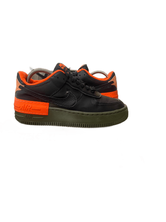 NIKE AIR FORCE 1 SHADOW SNEAKERS STREETWEAR BLACK ORANGE OLIVE WOMENS PRE OWNED EU 37.5