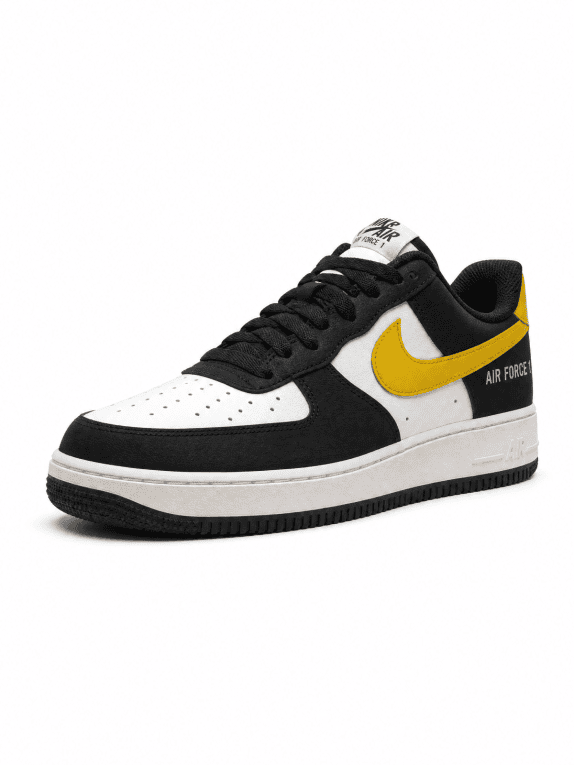 NIKE AIR FORCE ONE SNEAKERS RETRO ΜΑΥΡΟ ΛΕΥΚΟ ΚΙΤΡΙΝΟ ΑΝΤΡΙΚΟ PRE OWNED EU 42.5