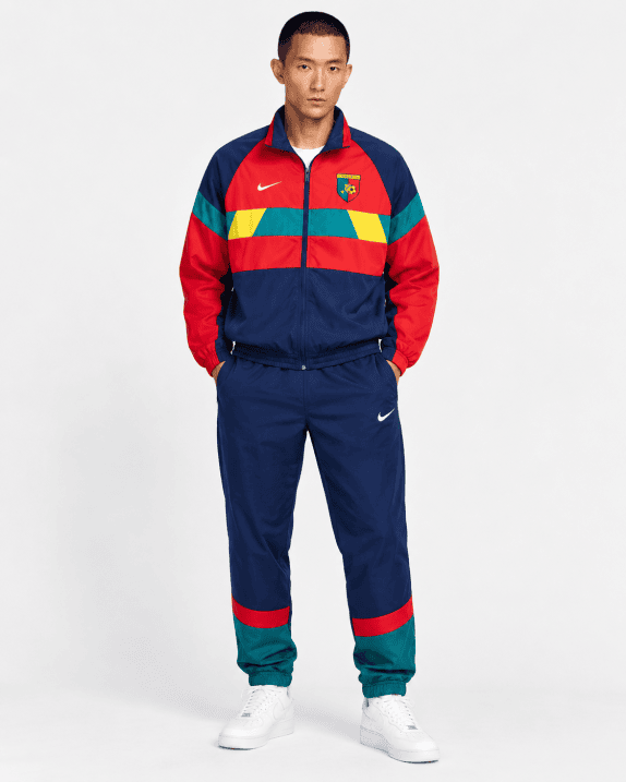 1990S NIKE CAMEROON ΣΕΤ ΦΟΡΜΑΣ RETRO SPORTSWEAR NAVY ΚΟΚΚΙΝΟ ΑΝΤΡΙΚΟ PRE OWNED L