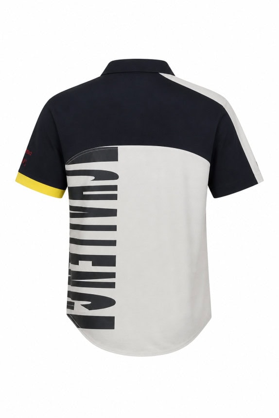 1990s NIKE CHALLENGE COURT ΜΠΛΟΥΖΑ ΠΟΛΟ ΜΕ ΦΕΡΜΟΥΑΡ SPORTSWEAR ΜΑΥΡΟ ΛΕΥΚΟ ΚΙΤΡΙΝΟ ΑΝΤΡΙΚΟ PRE OWNED L