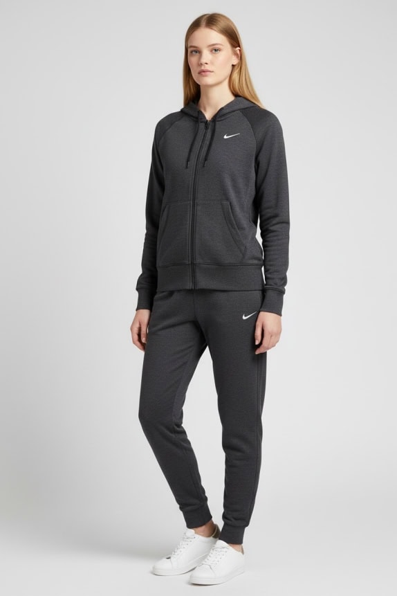 Nike Φόρμα Σετ με Λογότυπο Swoosh Γκρι-Μαύρο Γυναικείο XS