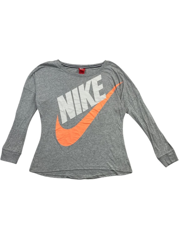 Nike Γκρι Μακρυμάνικο T-Shirt με Logo Γυναικείο M
