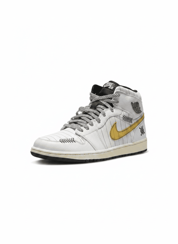 NIKE HIGH TOP SNEAKERS RACING WHITE UNISEX PRE OWNED EU 43