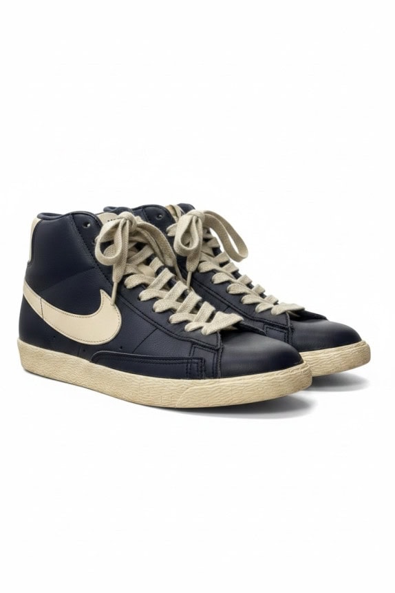 NIKE HIGH TOP SNEAKERS RETRO NAVY UNISEX PRE OWNED EU38