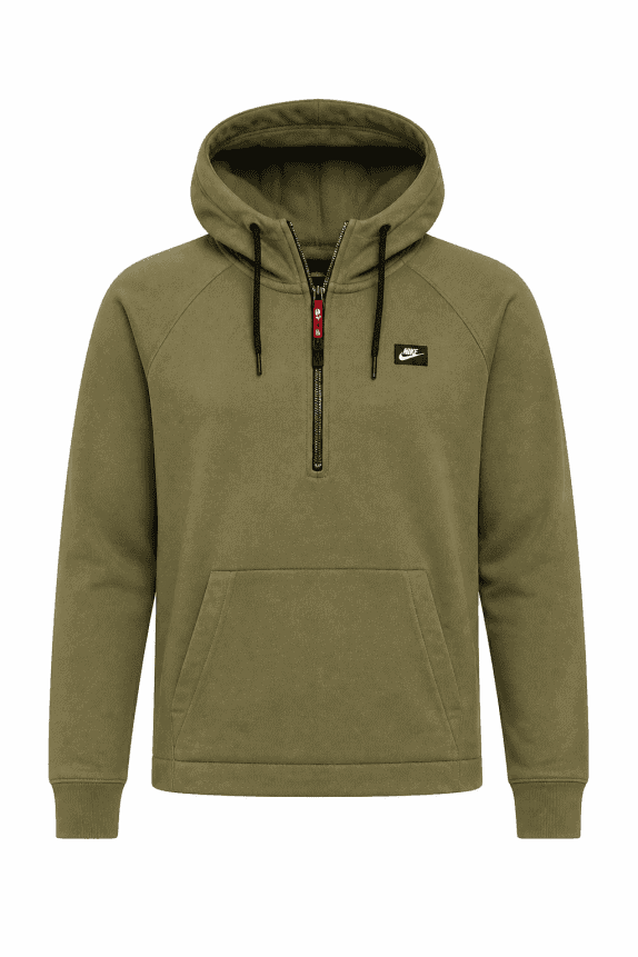 NIKE FELPA CON CAPPUCCIO MINIMAL OLIVE UOMO PRE OWNED S