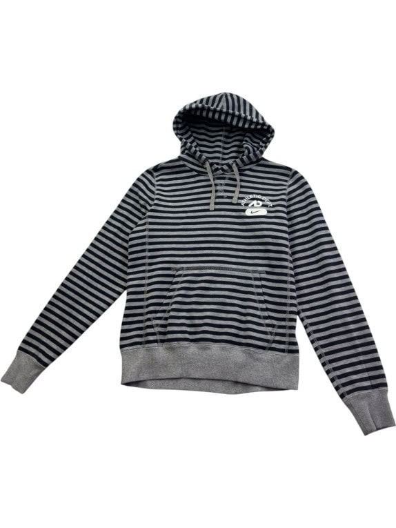 NIKE HOODIE SPORTSWEAR STRIPED NAVY GREY UNISEX PRE OWNED S
