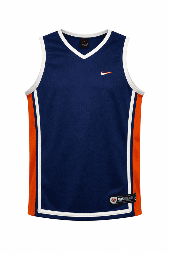 1990s NIKE BASKETBALL JERSEY CLASSIC NAVY ORANGE MEN PRE OWNED M