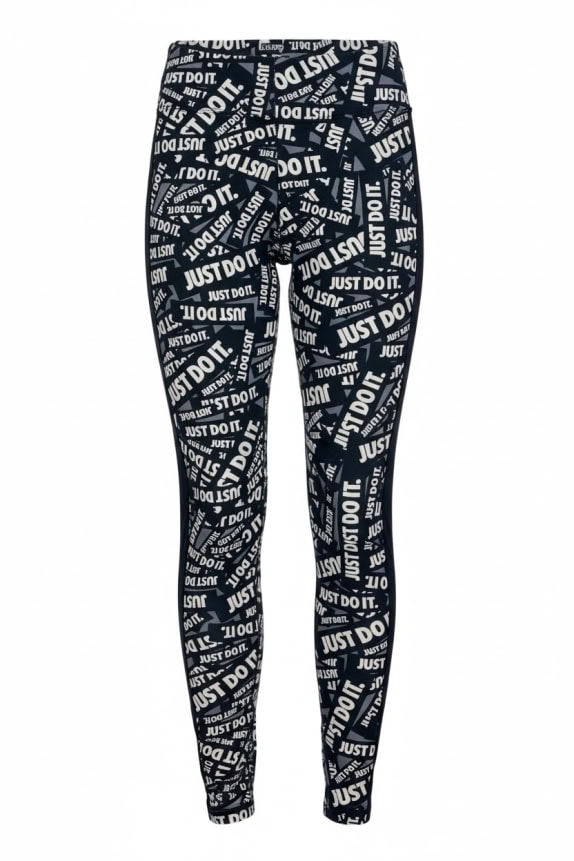 NIKE Leggings Just Do It con logo stampato Nero Bianco da donna S